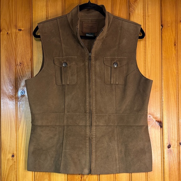 Lauren Ralph Lauren Jackets & Blazers - Lauren Ralph Lauren Brown Suede Zip-Front Vest